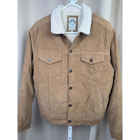 Mbx Other - MBX Corduroy Sherpa Lined Trucker Jacket Men's Medium Tan Beige Cozy Western